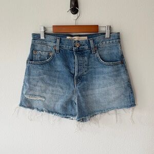 GRLFRND Distressed Blue Jean Shorts